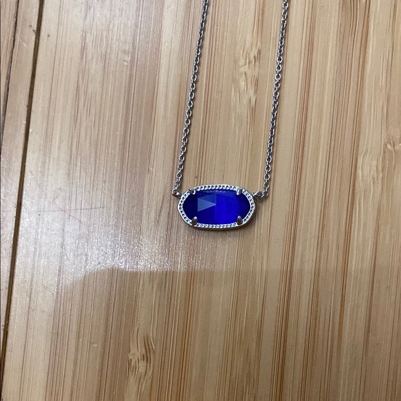 COPY - Kendra Scott Elisa  Silver cobalt cat’s eye necklace , lots of tarnishin… - Picture 2 of 8